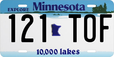 MN license plate 121TOF