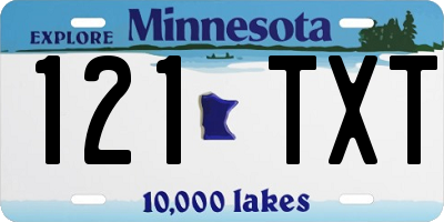 MN license plate 121TXT