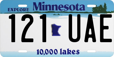MN license plate 121UAE