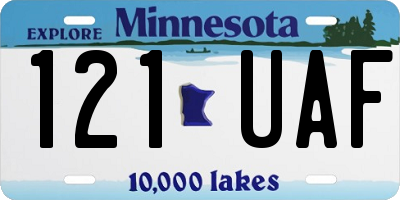 MN license plate 121UAF