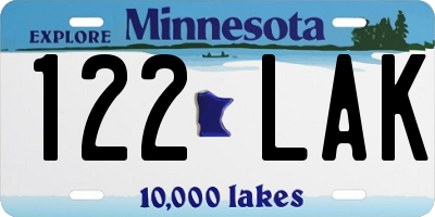 MN license plate 122LAK