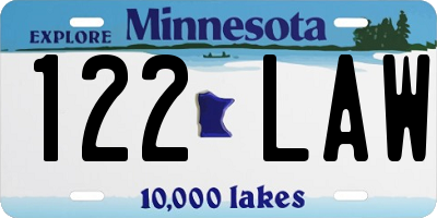 MN license plate 122LAW