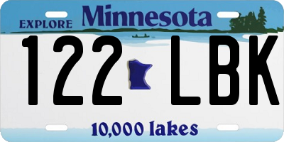 MN license plate 122LBK