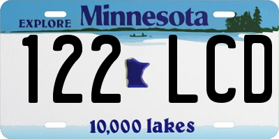 MN license plate 122LCD