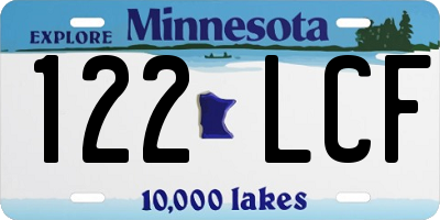 MN license plate 122LCF