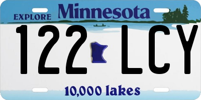 MN license plate 122LCY
