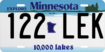 MN license plate 122LEK