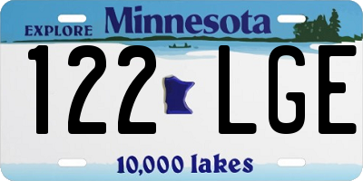 MN license plate 122LGE