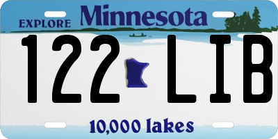 MN license plate 122LIB