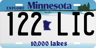 MN license plate 122LIC