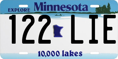 MN license plate 122LIE