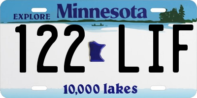 MN license plate 122LIF