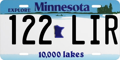 MN license plate 122LIR