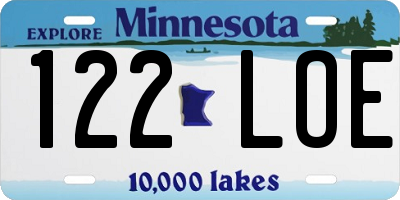 MN license plate 122LOE