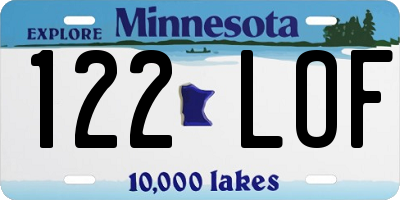 MN license plate 122LOF