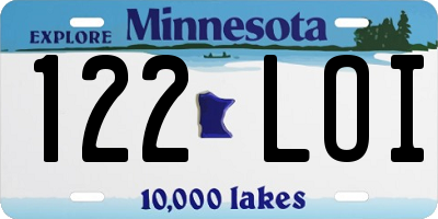 MN license plate 122LOI