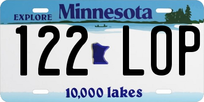 MN license plate 122LOP