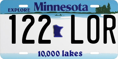 MN license plate 122LOR