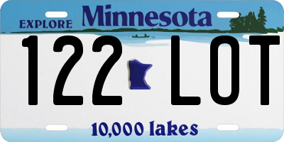 MN license plate 122LOT