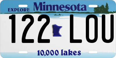 MN license plate 122LOU