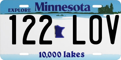 MN license plate 122LOV