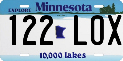 MN license plate 122LOX