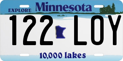 MN license plate 122LOY