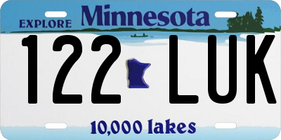 MN license plate 122LUK