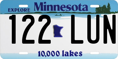 MN license plate 122LUN