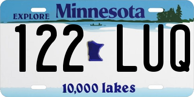 MN license plate 122LUQ