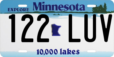 MN license plate 122LUV