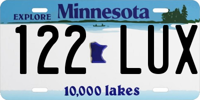 MN license plate 122LUX