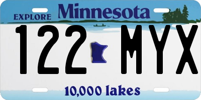 MN license plate 122MYX