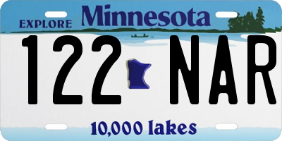 MN license plate 122NAR