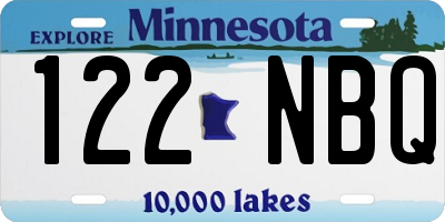 MN license plate 122NBQ
