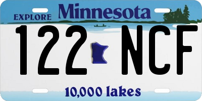 MN license plate 122NCF
