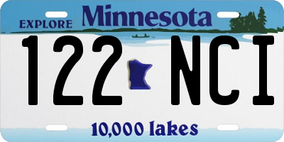 MN license plate 122NCI