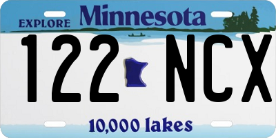 MN license plate 122NCX