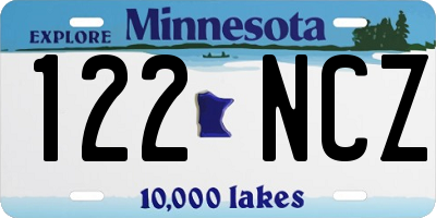 MN license plate 122NCZ