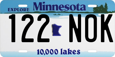MN license plate 122NOK