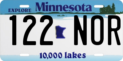 MN license plate 122NOR