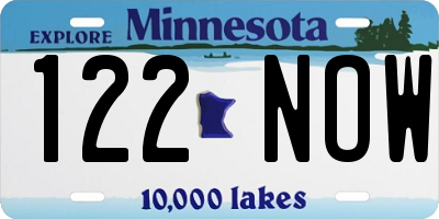 MN license plate 122NOW