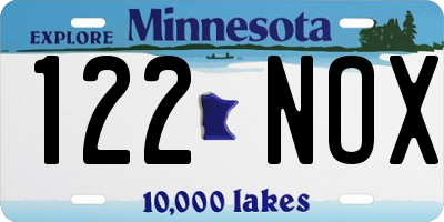 MN license plate 122NOX
