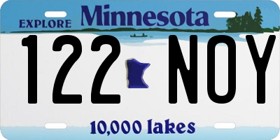 MN license plate 122NOY