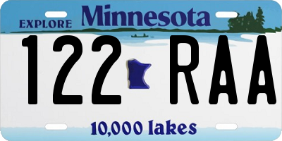 MN license plate 122RAA