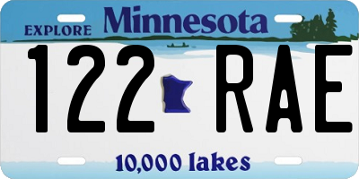 MN license plate 122RAE
