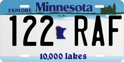 MN license plate 122RAF