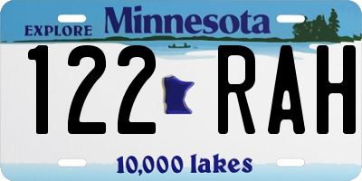 MN license plate 122RAH