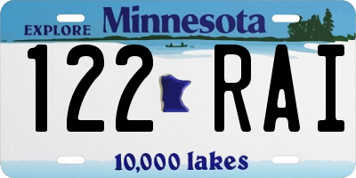 MN license plate 122RAI