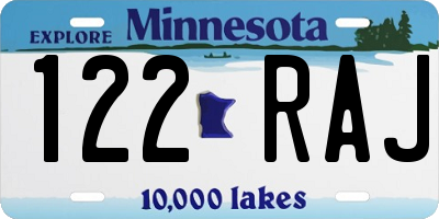 MN license plate 122RAJ